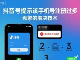 抖音号提示该手机号注册过多，频繁的解决技术