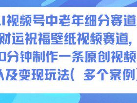 AI视频号中老年细分赛道，财运祝福壁纸视频赛道，10分钟制作一条原创视频，以及变现玩法
