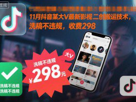 11月抖音某大V最新影视二创搬运技术,洗稿不违规,收费298