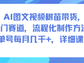 AI图文视频树苗带货，冷门赛道，流程化制作方法，单号每月几K，详细课程