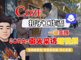 Coze扣子智能体工作流一键生成“SORA2街头采访“短视频，全流程保姆级教学