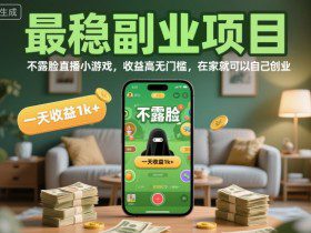 最稳副业项目，不露脸直播小游戏，收益高无门槛，一天收益1k+，在家就可以自己创业【揭秘】