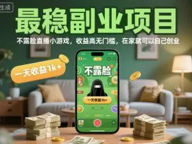 最稳副业项目，不露脸直播小游戏，收益高无门槛，一天收益1k+，在家就可以自己创业【揭秘】