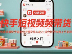 快手短视频带货，快速掌握快手短视频带货核心能力，适合新手快速上手变现