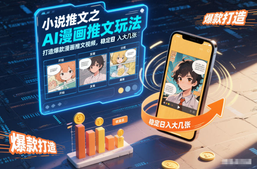 小说推文之AI漫画推文玩法,打造爆款漫画推文视频,稳定日入大几张