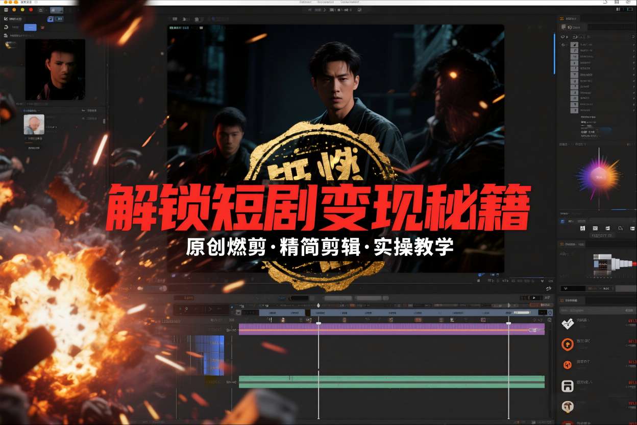 短剧拉新之原创燃剪精简剪辑实操课,解锁短剧变现秘籍