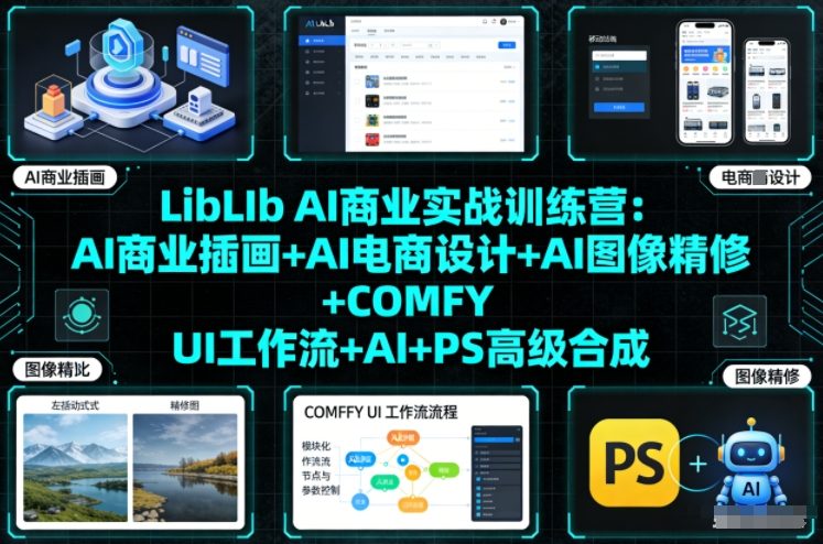 LibLIb AI商业实战训练营:AI商业插画+AI电商设计+AI图像精修+COMFY UI工作流+AI+PS高级合成