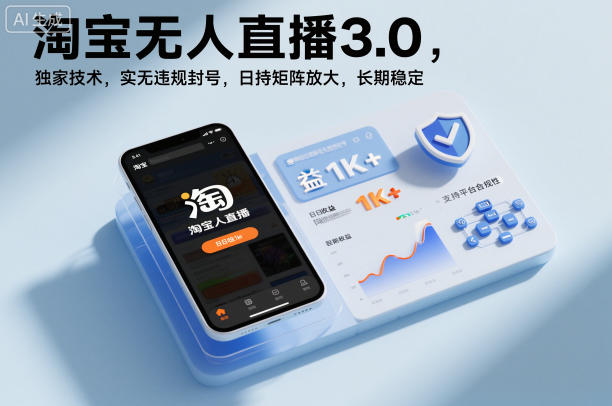 淘宝无人直播3.0,独家技术,实无违规封号,日收益1k+,支持矩阵放大,长期稳定【揭秘】