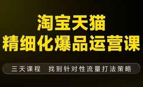 猫课子幽淘宝天猫精细化爆品运营【音频+字幕+文档】（11月22-24杭州线下课）