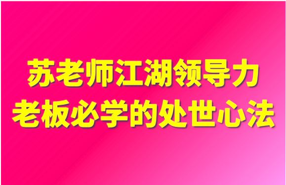 苏老师:江湖领导力老板必学的处世心法16节