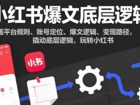 小红书爆文底层逻辑，涵盖平台规则、账号定位、爆文逻辑、变现路径，撬动底层逻辑，玩转小红书