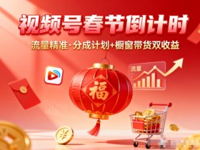 视频号做春节倒计时，流量精准，分成计划+橱窗带货双收益