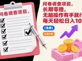 问卷调查项目，长期零撸，无脑操作有手就行，每天轻松日入100+【揭秘】