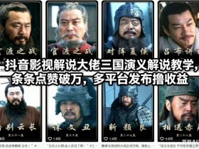 抖音影视解说大佬三国演义解说教学，条条点赞破万，多平台发布撸收益