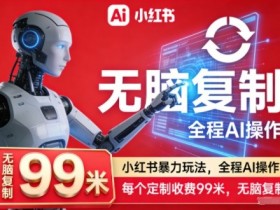 小红书暴力玩法，全程AI操作，每个定制收费99米，无脑复制