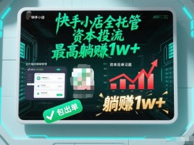 【快手小店全托管】资本投流，包出单，最高躺賺1w+【揭秘】