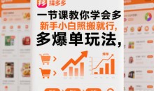 一节课教你学会拼多多爆单玩法,新手小白照搬就行