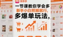 一节课教你学会拼多多爆单玩法，新手小白照搬就行