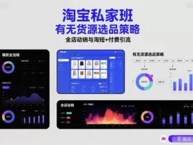 淘宝私家班，有无货源选品策略，高成功率爆款全流程打法，全店动销与淘短+付费引流