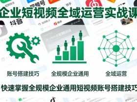 企业短视频全域运营实战课，快速掌握全规模企业通用短视频账号搭建技巧