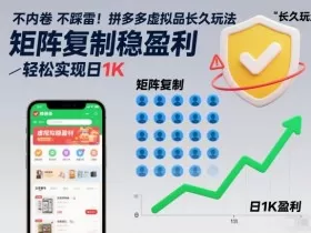 不内卷不踩雷！拼多多虚拟品长久玩法，矩阵复制稳盈利，轻松实现日1K【揭秘】