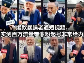 爆款暴躁老道短视频，实测百万流量，涨粉起号非常给力