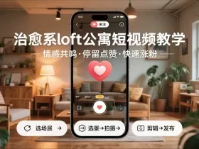 治愈系loft公寓短视频制作教学，情感共鸣引停留点赞关注，快速起号涨粉