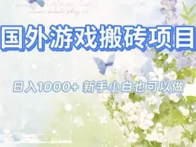 国外游戏搬砖项目，日入1k+，全自动解放双手，新手小白也可做【揭秘】