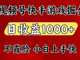 视频号快手平台游戏掘金项目，日收益1k+，一台电脑在家就可以自己创业【揭秘】