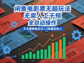 闲鱼电影票无脑玩法，无需人工干预，全自动操作，天天爆单稳定日入3张睡后收入【揭秘】