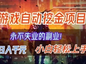 【劲爆】稳定两年的游戏自动挖金项目，日入1k，当天上手就见收益，永不失业的副业【揭秘】