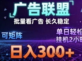 最新广告联盟全自动掘金，长期稳定，单窗口最高收益30+，可矩阵日入3张【揭秘】
