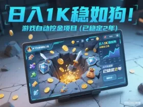 日入1K稳如狗！游戏自动挖金项目（已稳定2年），永不失业的副业之选【揭秘】