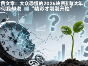 付费文章：大众恐慌的2026决赛淘汰年，为何我却说“精彩才刚刚开始”？