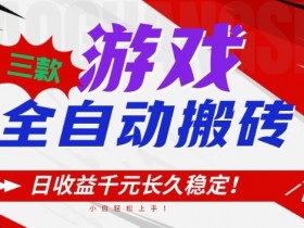 三款游戏全自动搬砖，日收益1k+，长久稳定，小白轻松上手【揭秘】