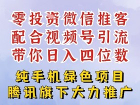 零成本就能干的推客项目免费注册即可开启自己的微信小店，配合视频号引流，带你轻松日入4位数