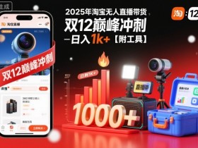 2025年淘宝无人直播带货，冲刺双12，日入1k+【附工具】【揭秘】