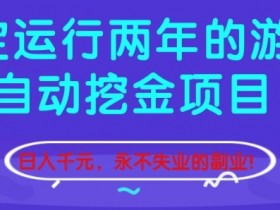 稳定运行两年的游戏自动挖金项目,日入1k+,永不失业的副业【揭秘】