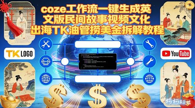 Coze扣子工作流一键生成英文版民间故事视频,文化出海TK油管捞美金拆解教程