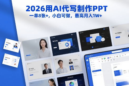 2026用AI代写制作PPT,一单8张+,小白可做,最高月入1W+