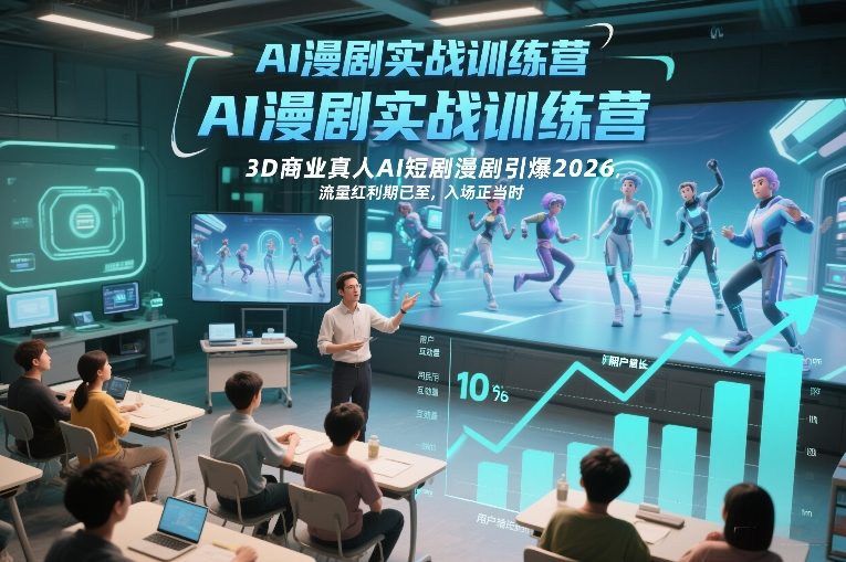 AI漫剧实战训练营,3D商业真人AI短剧漫剧引爆2026,流量红利期已至,入场正当时