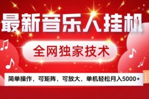 最新音乐人挂G,全网独家技术,简单操作,可矩阵,可放大,单机轻松月入5k+【揭秘】
