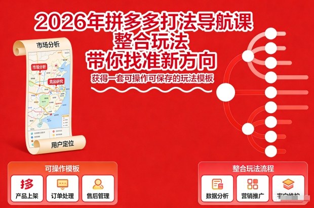 2026年拼多多打法导航课,整合玩法,带你找准新方向,获得一套可操作可保存的玩法模板