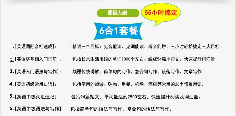 价值600元 英语入门直达中级英语国际音标英语口语英语词汇语法视频教材光盘
