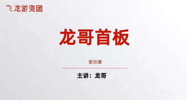 飞龙游资团 龙哥首板密训课 首板战法