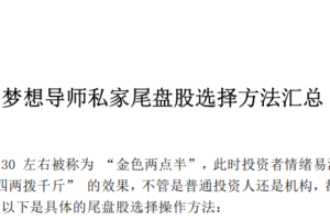 梦想导师私家尾盘股选择方法汇总 1PDF