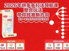 2026年拼多多打法导航课，整合玩法，带你找准新方向，获得一套可操作可保存的玩法模板