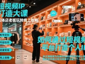 短视频ip打造大课，实体店老板玩转线上攻略
