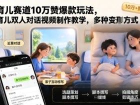 育儿赛道10万赞爆款玩法，育儿双人对话视频制作教学，多种变现方式
