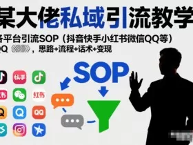 某大佬私域引流教学，各平台引流SOP（抖音快手小红书微信QQ等），思路+流程+话术+变现